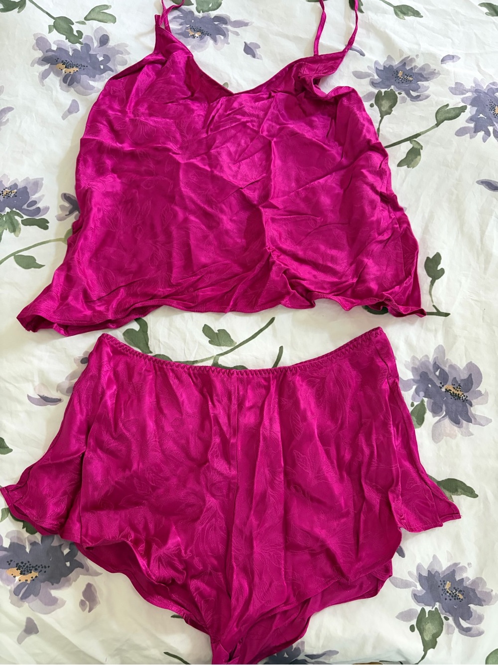 Victoria's Secret Fuchsia Satin Cami & Shorts Sleep Set